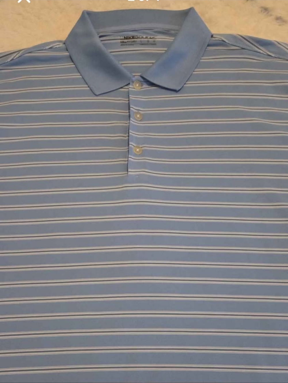 Nike-Golf Men's Light Blue Striped Polo Shirt - Classic Casual Fit